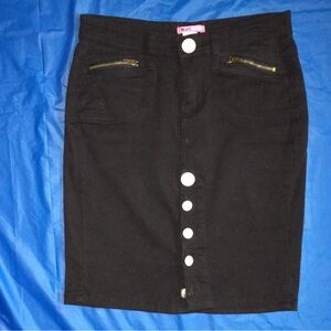 Max Rave Black retro pencil button/front skirt-Sz 1